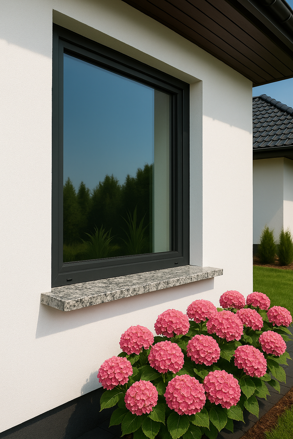 biały parapet zewnętrzny