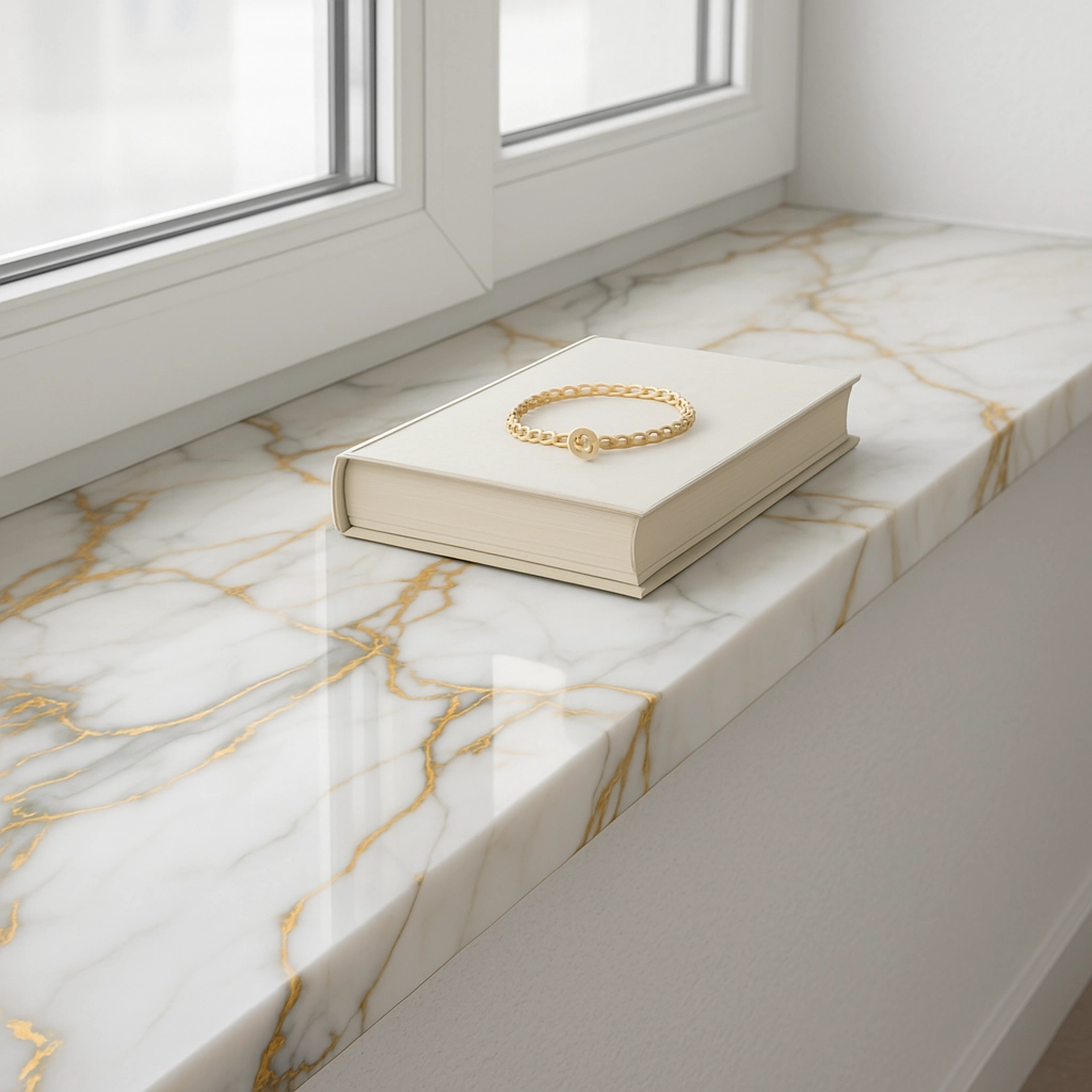 Parapet dopasowany do białych okien