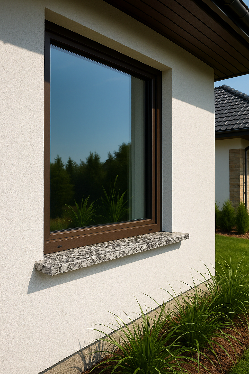 biały parapet zewnętrzny z granitu