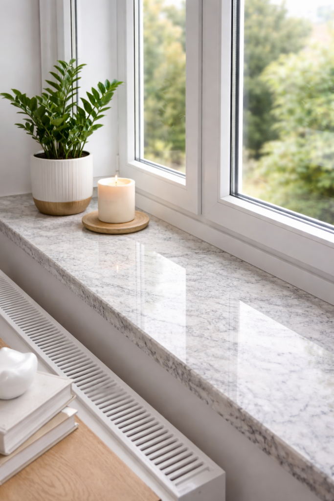 jaki parapet do białych okien granit