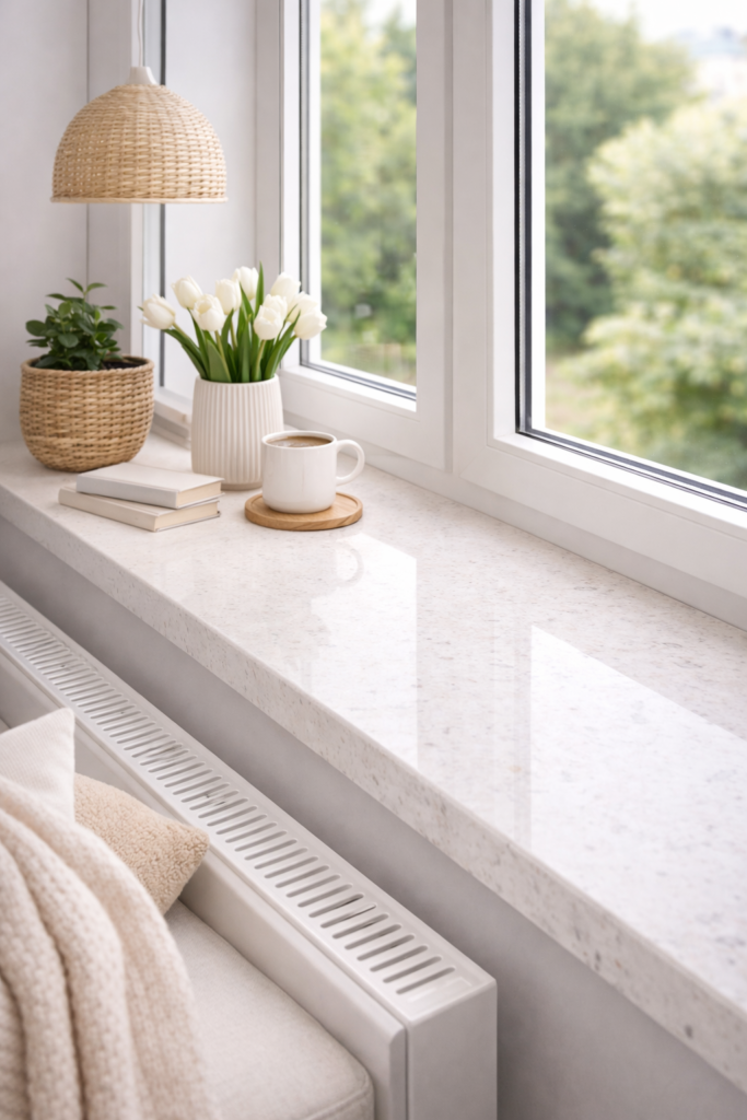 jakie parapety do białych okien konglomerat