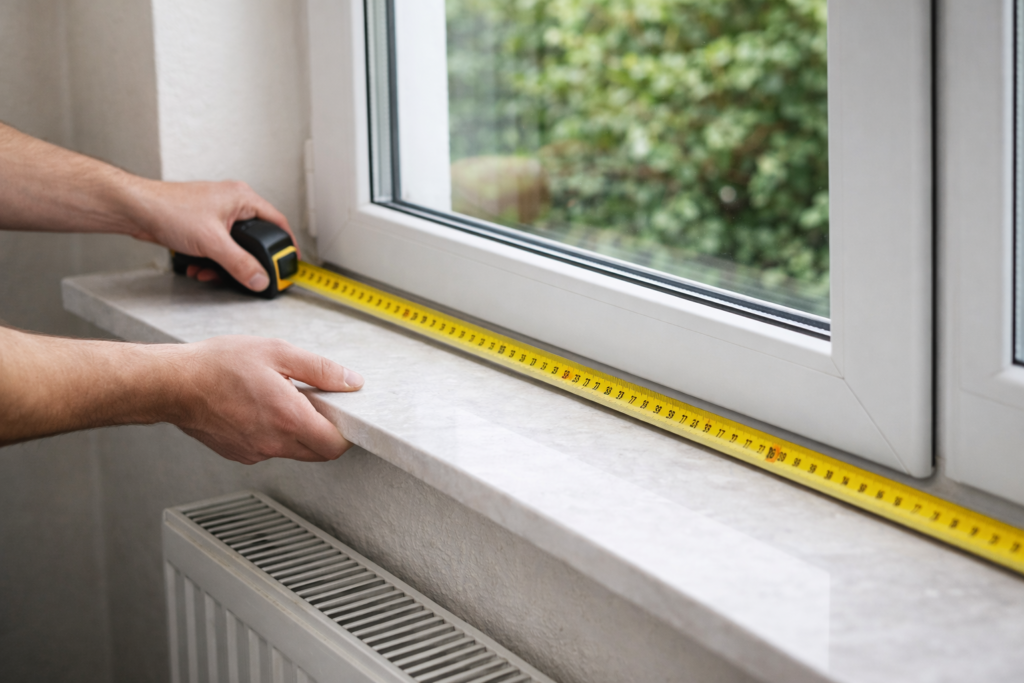 pomiar parapetu wewnętrznego przy oknie