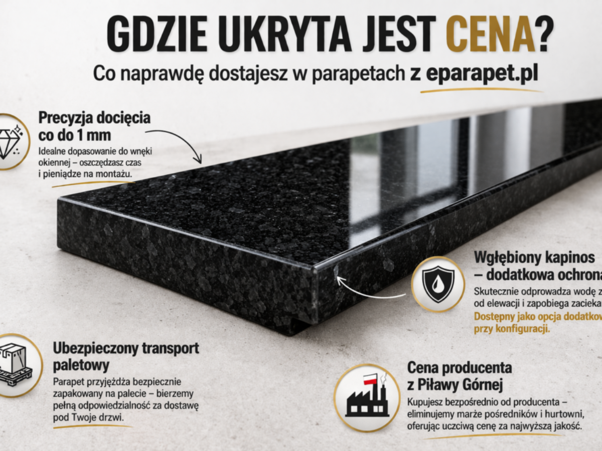 Ile kosztuje metr parapetu zewnętrznego w 2026 roku? Granit vs Inne materiały