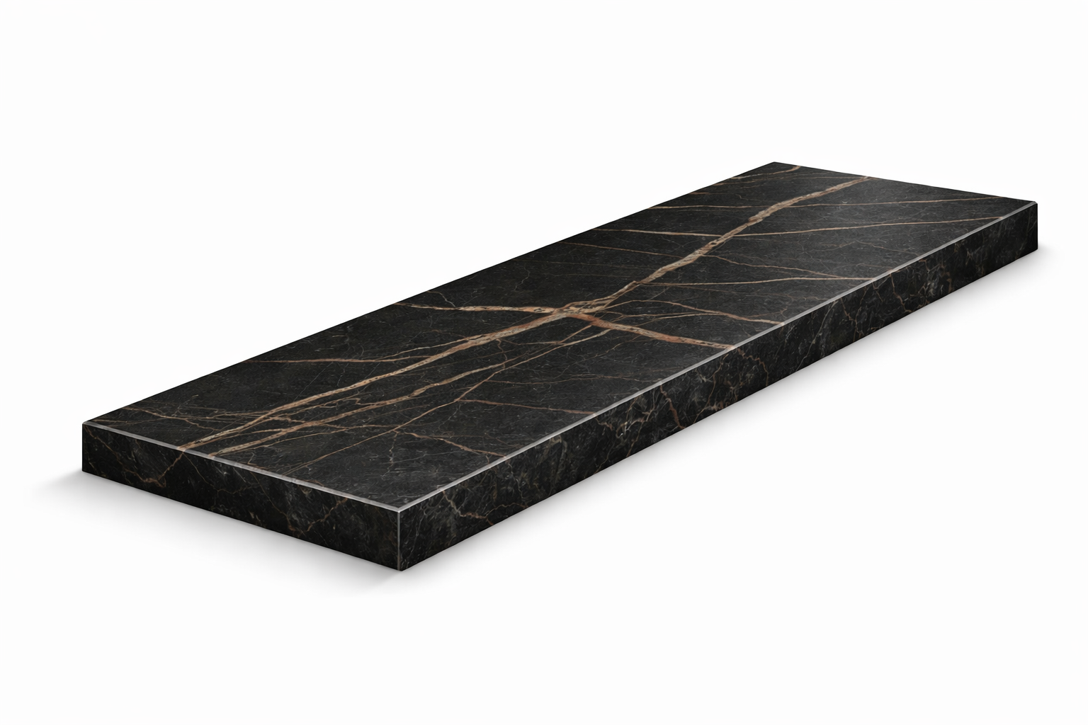 parapet Dekton Laurent 20 mm czarny z użyleniem marmuru na białym tle